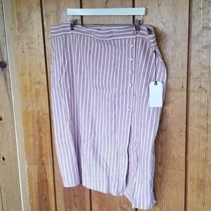 NWT Leith Orange/white stripe side slit skirt 3X